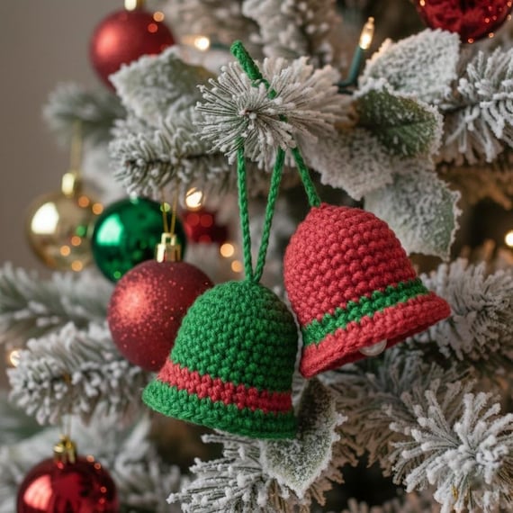 Crochet Christmas Bell | Ornament Pattern PDF & Video Guide | Tree Décor And Holiday Gifts | Xmas Crochet Bell Pattern | Instant Download