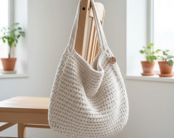 Crochet Slouchy Hobo Bag Pattern | Boho Crossbody Tote (PDF Download)