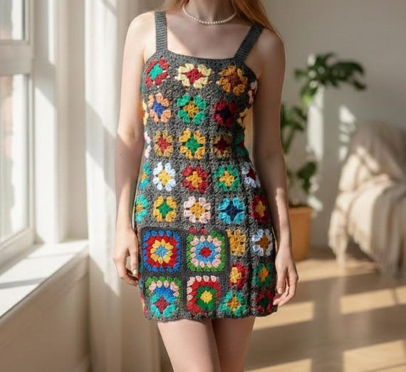 Crochet Granny Square Dress Pattern | A-line Festival Dress DIY (PDF &  Video) - Etsy New Zealand