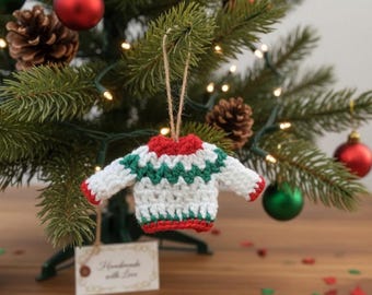 Schema PDF per decorazioni natalizie all'uncinetto / Video tutorial per mini maglioni all'uncinetto / Decorazioni natalizie fai da te / Decorazioni e articoli da regalo all'uncinetto