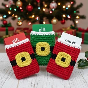 Crochet Santa Belt Gift Card Holder Pattern | Christmas Gift Pouch (Digital Download)