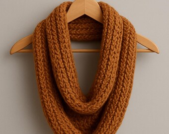 Crochet Chunky Scarf Pattern | Beginner Infinity Cowl (PDF Digital Download)