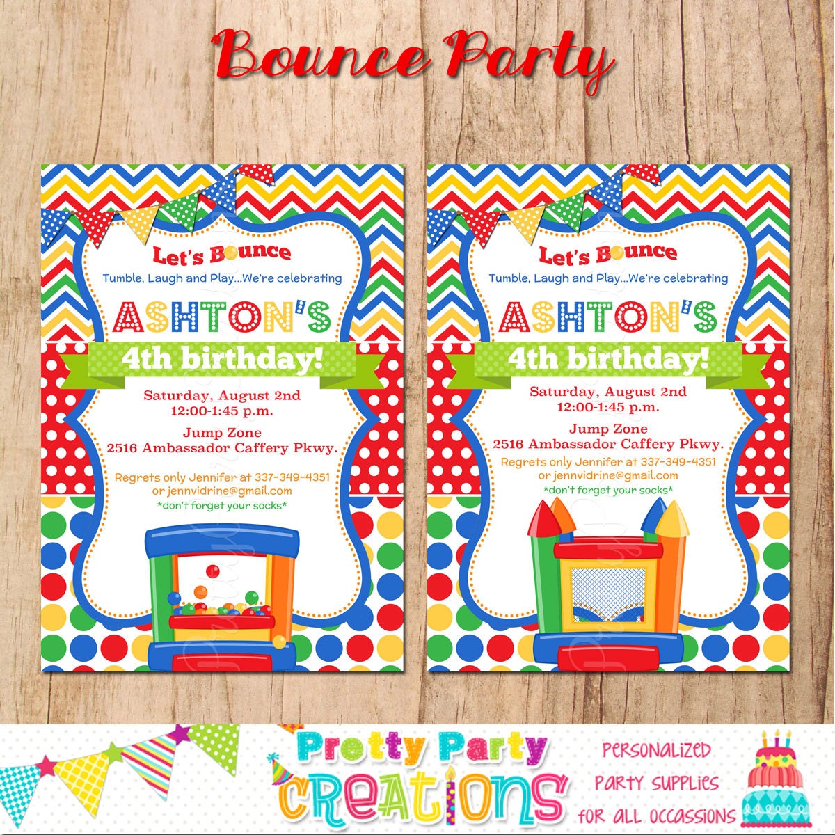 BOUNCE party invitation with photo or with clipart 2 to Etsy