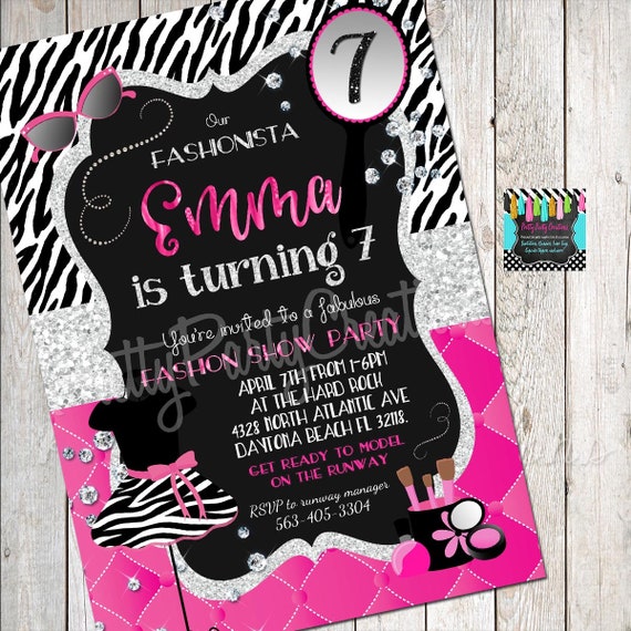 FASHION PARTY (SILVER) invitation - you print - can have photo Il_570xn