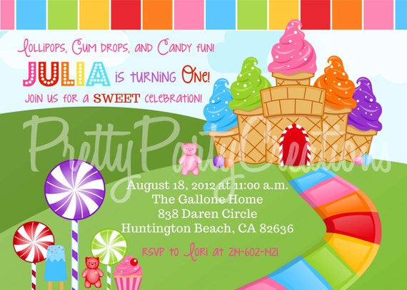 CANDY LAND invitation with or without photo U PRINT with | Etsy