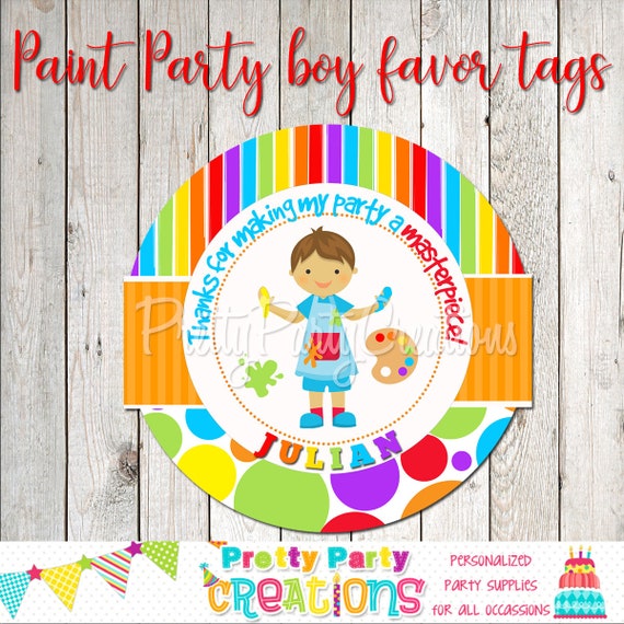 PAINT PARTY boy favor tags - YOU print Il_570xn