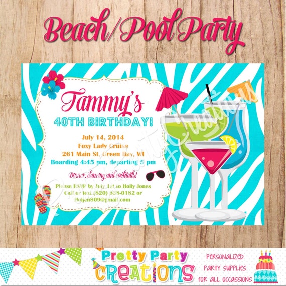 BEACH/POOL party invitation - YOU Print Il_570xn