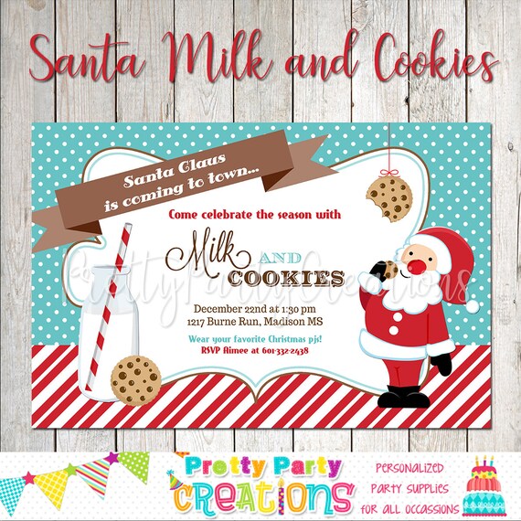 SANTA MILK and COOKIES invitation - you print Il_570xn
