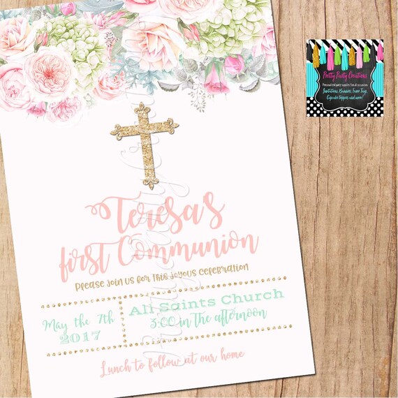 Shabby Chic Invitations For Bautismo 9