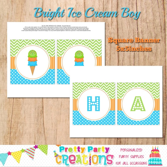 BRIGHT ICE CREAM Boy collection - square banner - 5x5 inches - You Print Il_570xn