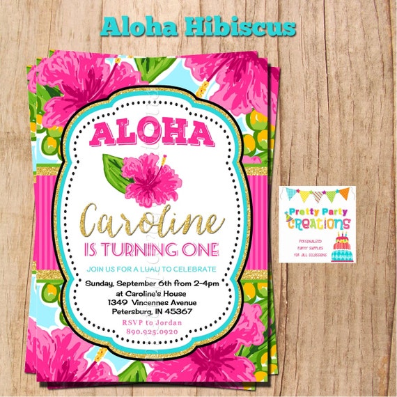 aloha hibiscus invitation you print etsy