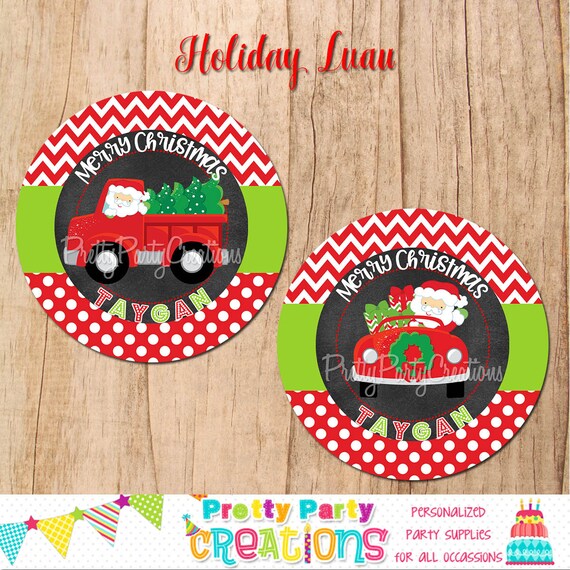 santa in truck holiday tags stickers labels address labels you