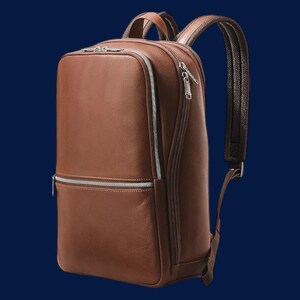 Leather Slim Business Backpack, Professional Travel Bag (Fits 15.6" Laptop)
