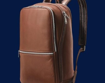 Leather Slim Business Backpack, Professional Travel Bag (Fits 15.6" Laptop)