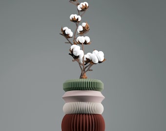 Vaso modular ecológico impresso em 3D STACK | Design nórdico e minimalista | Cache-Pot personalizado