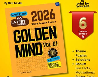 Large Print Word Search: 6 Mindful Themes, Senior Puzzles (PDF) COMBO 6A