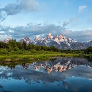 Light Touching the Grand Tetons Metalldruck - Sonnenaufgang und Landschaftsfotografie