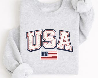 Womens USA Crewneck Sweatshirt, Vintage USA Shirt, America Sweatshirt, 4th of July Sweatshirt, Patriotic USA Tee MB123