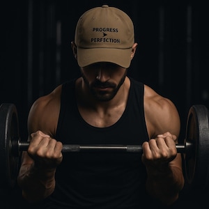 Progress Over Perfection Hat • Motivational Gym Cap • Embroidered Dad Hat • Fitness Gift for Men Women