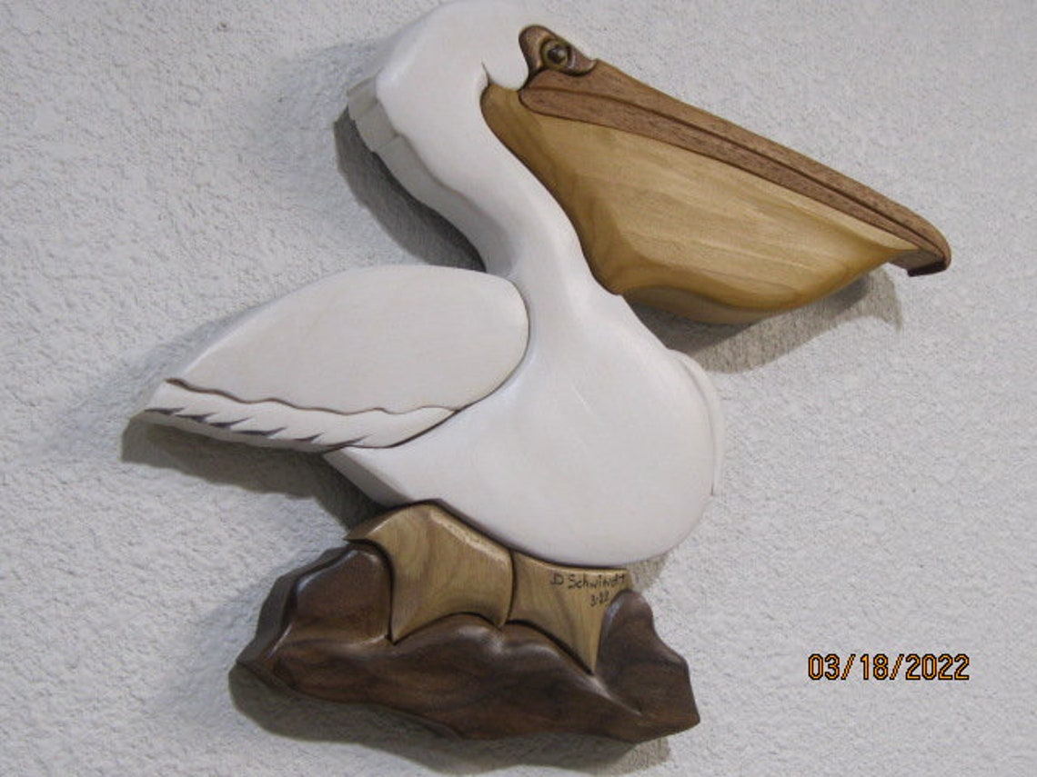 PELICAN WOOD CARVED by Rakowoods Intarsia Carved Wood Wall Etsy