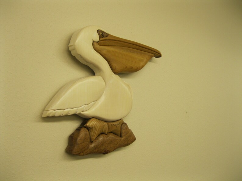 PELICAN WOOD CARVED by Rakowoods Intarsia carved wood wall Etsy