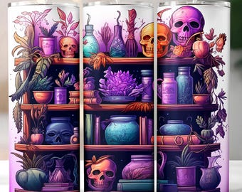 Skulls Sublimation Tumbler Wrap , Skull Halloween 20 oz Skinny Tumbler Creepy Sublimation Design Digital Download Vintage Fall PNG