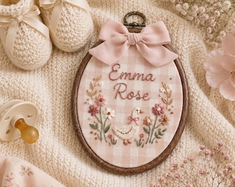 Personalized Goose Baby Name Sign, Custom Embroidered Nursery Name Hoop, Goose Baby Nursery Wall Art, Baby Name Announcement, Baby Gift