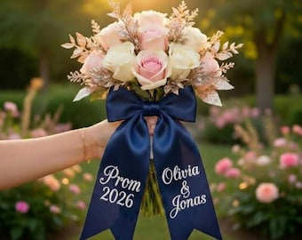 Banda personalizada para ramo de graduación 2026, lazo bordado personalizado para ramo, cinta para ramo de bienvenida, envoltura para ramillete de graduación con nombre, regalo de recuerdo