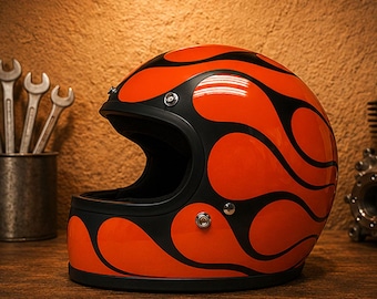 Casco Gringo Orange Flame / Casco integrale da moto personalizzato