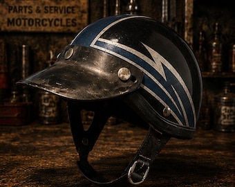 Casco giapponese Chip con striscia a fulmine retrò / Casco corto vintage