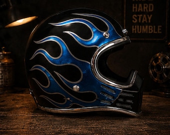 Casco integrale Cakil Blue Flame / Casco retrò Low Life Garage
