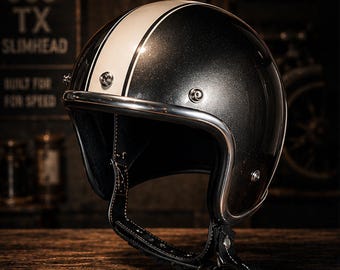 Casco Slimhead Midnight Chrome – Clean Racing Stripe 500TX