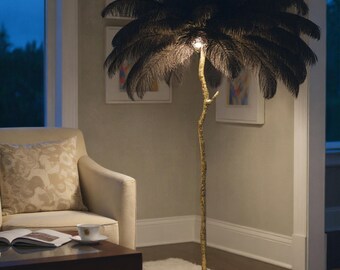 Pombconw Floor Lamp, Feather Floor Lamp With Gold Finish & LED - View #9