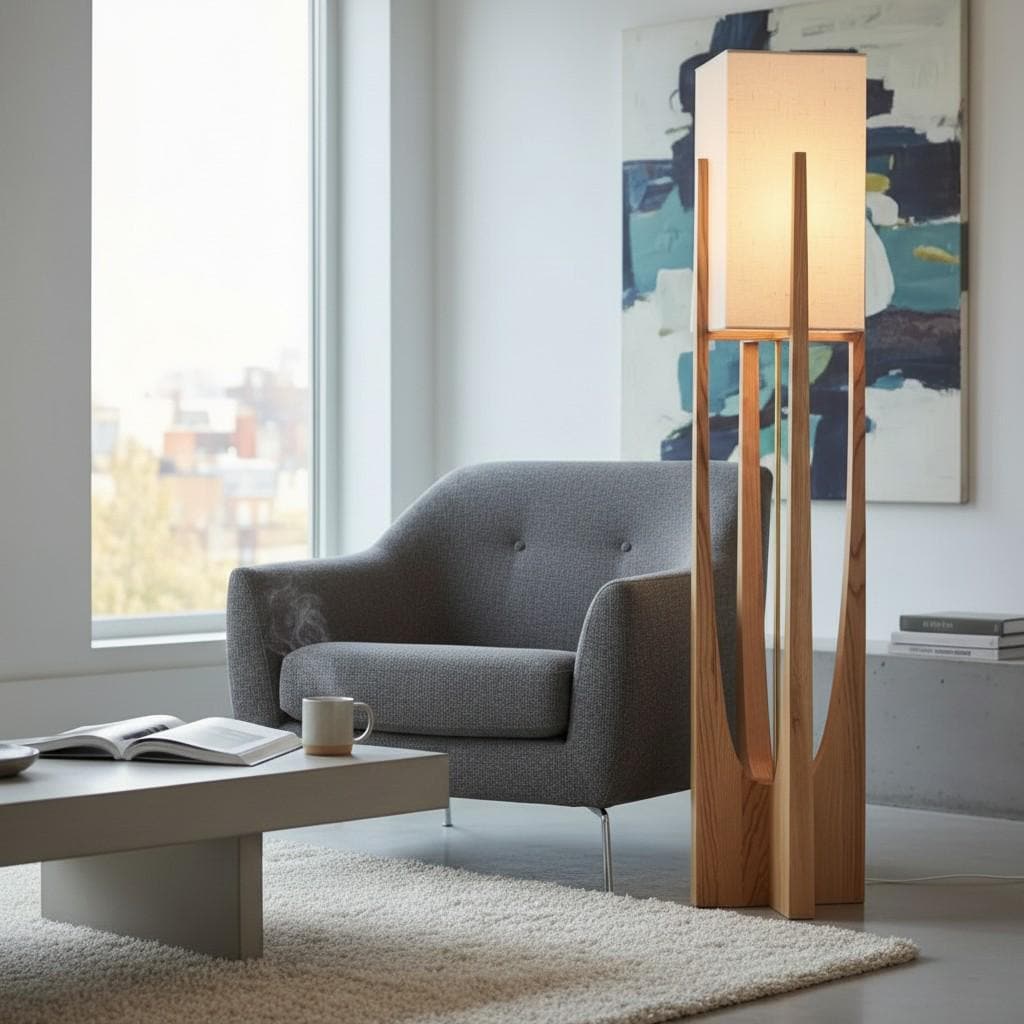 Japanese Modern Lamp フロア ランプ Japanese Wooden Square Floor Lamp: Modern Lighting for Home Decor