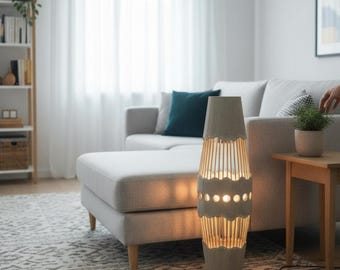 Rustic Driftwood Style Floor Lamp
