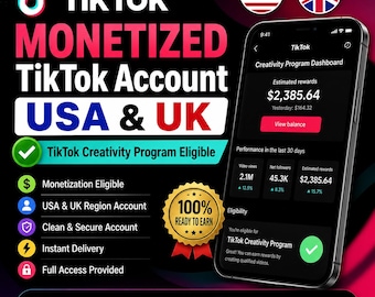 Monetized TikTok Account USA & UK | Ready-Made TikTok Creativity Program Eligible | Instant Delivery