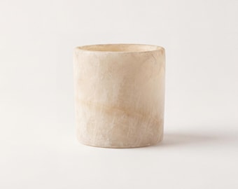 Egyptian Alabaster Candle Holder – Hand-Carved Natural Stone (10 ×10 cm)