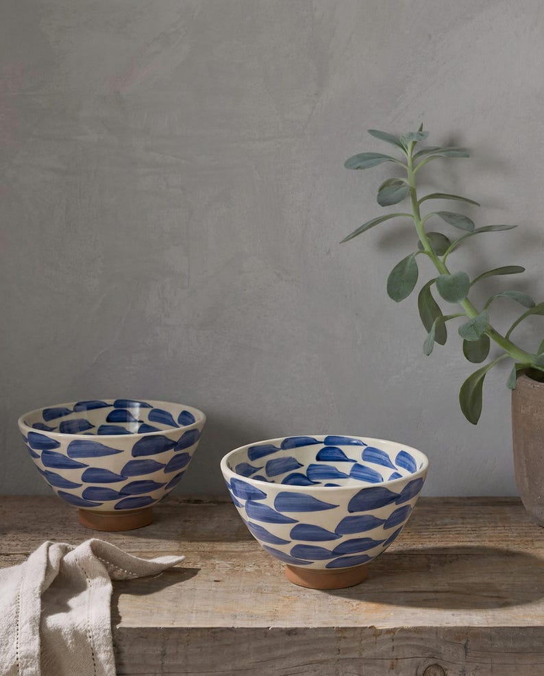 Fayoum Ceramic Bowl – Hand Painted Egyptian Pottery Small Bowl – Blue ...