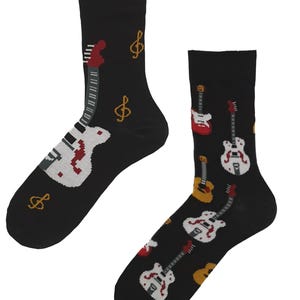 Classic Guitar Rock Music Electric Guitar Unisex Socks, Socks, Funny Socks, Crazy Socks, Colorful Socks, Gift Idea, Perfect Gift, Mismatched