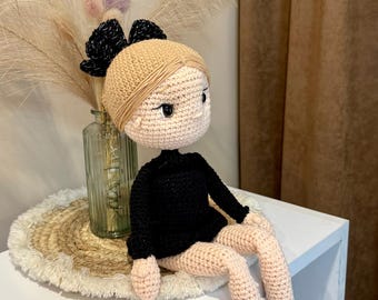Crocheted Ballerina Figurine: Handmade Cotton Miniature Gift