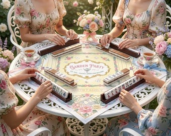Personalized Garden Party Mahjong Mat, Vintage Americana Floral Decor, (rolled up)