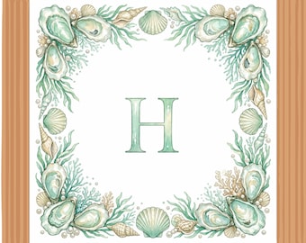 Personalized Watercolor Oyster Mahjong Mat, Coastal Game Decor (rolled up)