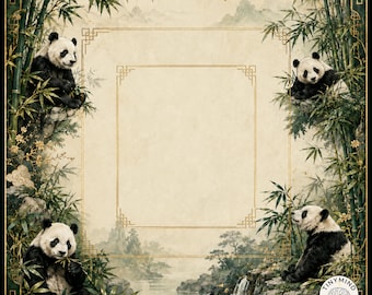 Panda Bamboo Forest Mahjong Mat, Wildlife Asian Inspired Game Table Runner, will be sent in rolls