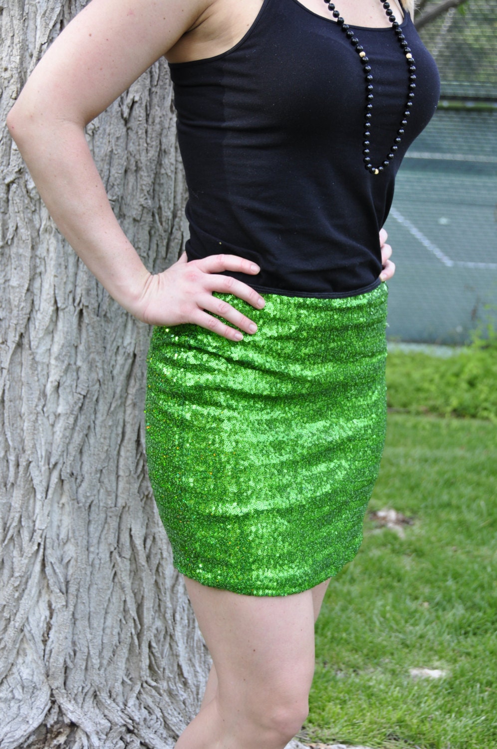 bright green sequin dress