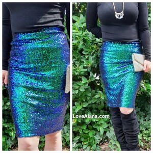 Last ones Iridescent Pencil Sequin Skirt 24 inches Stretchy, beautiful knee length skirt. S,M,L,XL Ships asap. Made in the USA image 2