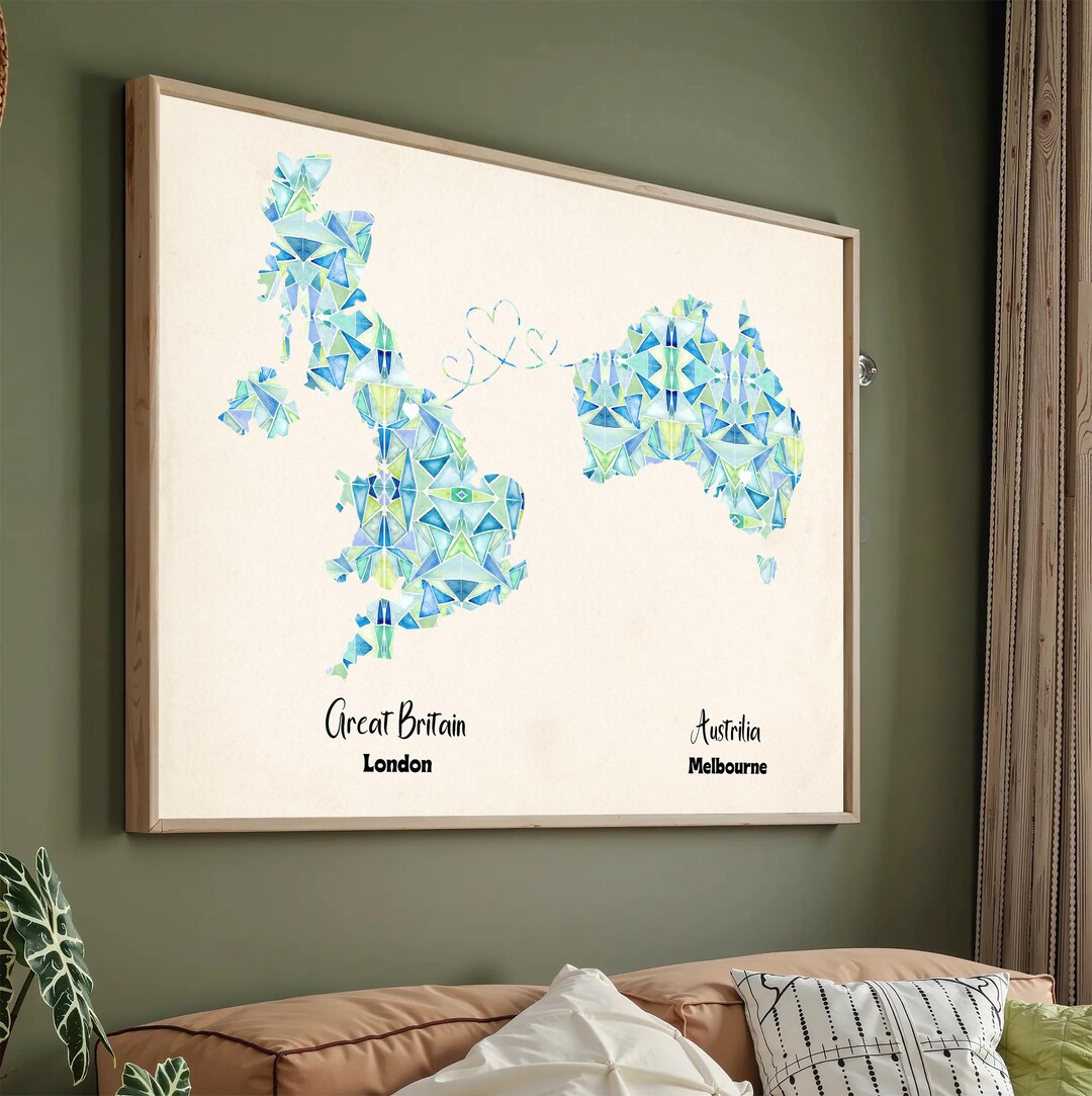 Custom Relationship Map, Any Two Countries, States or Cities – Wedding ...