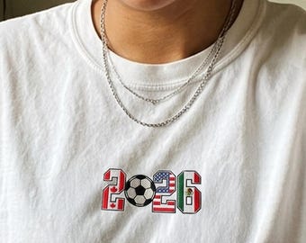 World Cup 2026 Embroidered T-shirt - USA Canada Mexico Flags Comfort Colors Tee