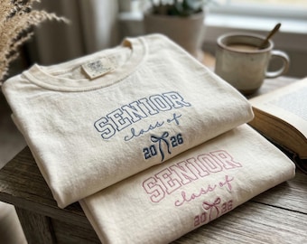 Personalized Senior Class Of 2026 Embroidered T-Shirt - Custom Graduation Comfort Colors Tee