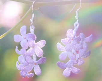 Micro Crochet Lilac Cluster Earrings: Pastel Fairycore Botanical Jewelry