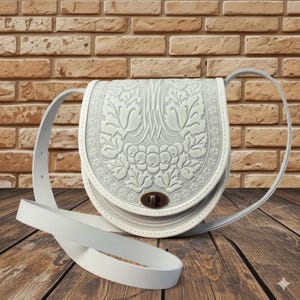 women bag-leather purse-crossbody bag-shoulder bag-everyday bag-elegant purse-embossed leather-white bag-unique design